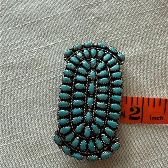 Larry Moses Begay “LMB Navajo” Vintage Turquoise and Sterling Hair Barrette - Picture 4 of 4